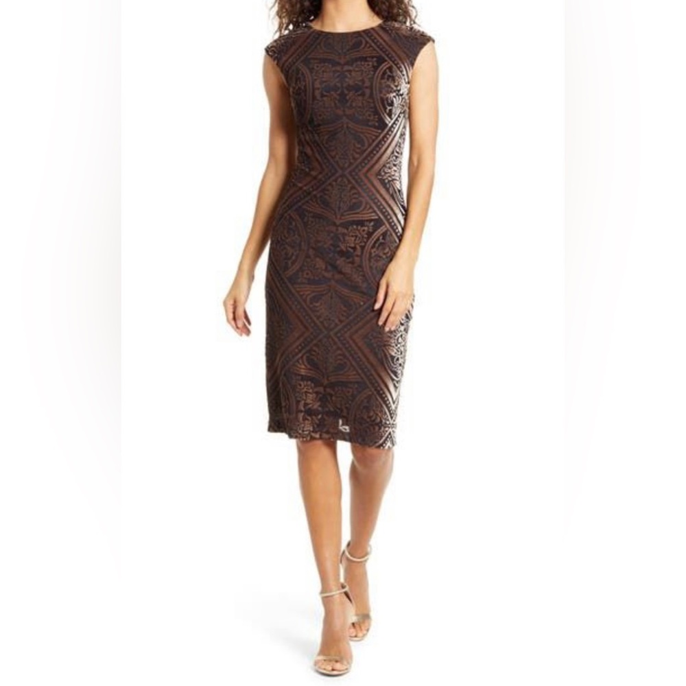 Vince Camuto Burnout Dress Black and Gold Velvet 2